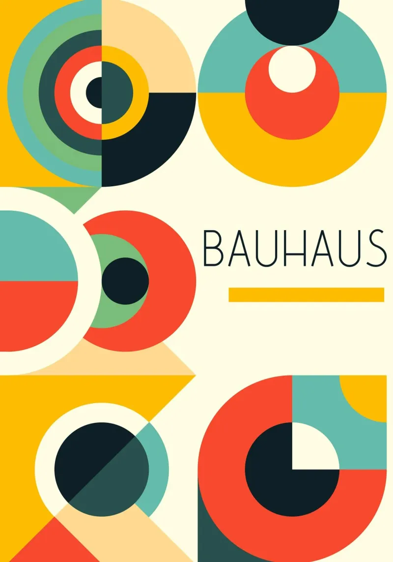 Poster Bauhaus con anelli concentrici - Vibrante geometria astratta alluminio dibond da Grungeo