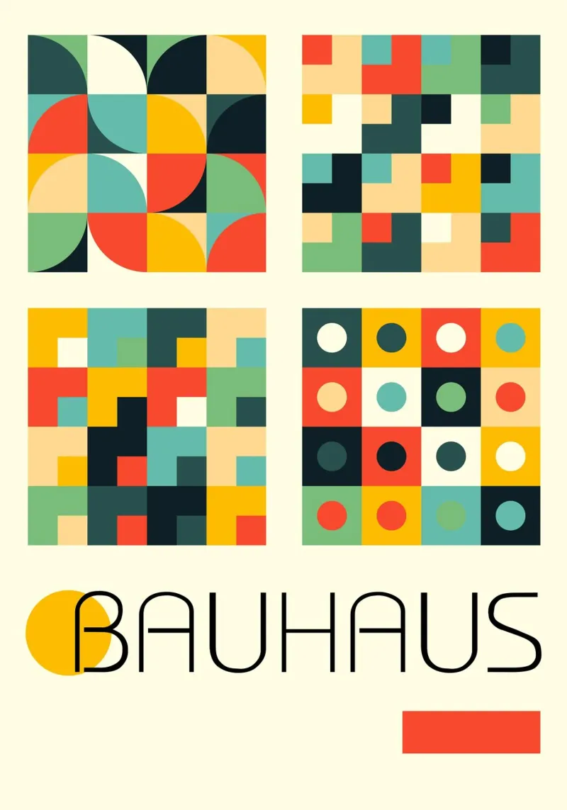 Bauhaus Modular Grid Poster - Abstract Circles Squares Print canvas by Grungeo