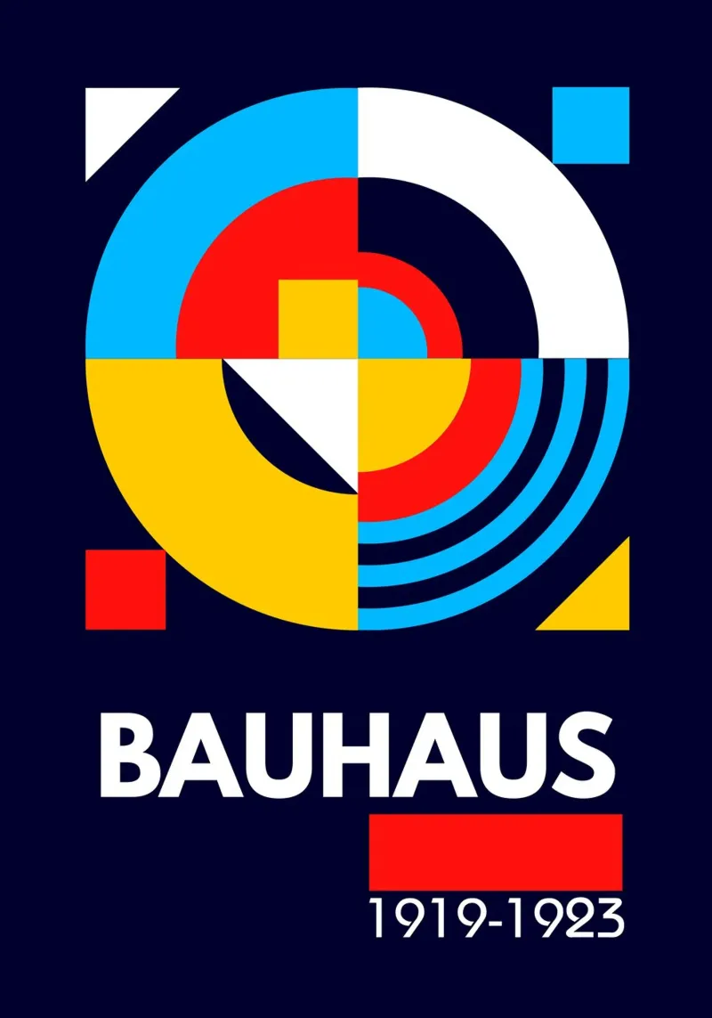 Bauhaus Circle Geometry Poster - Primary Color Abstract Desi canvas by Grungeo
