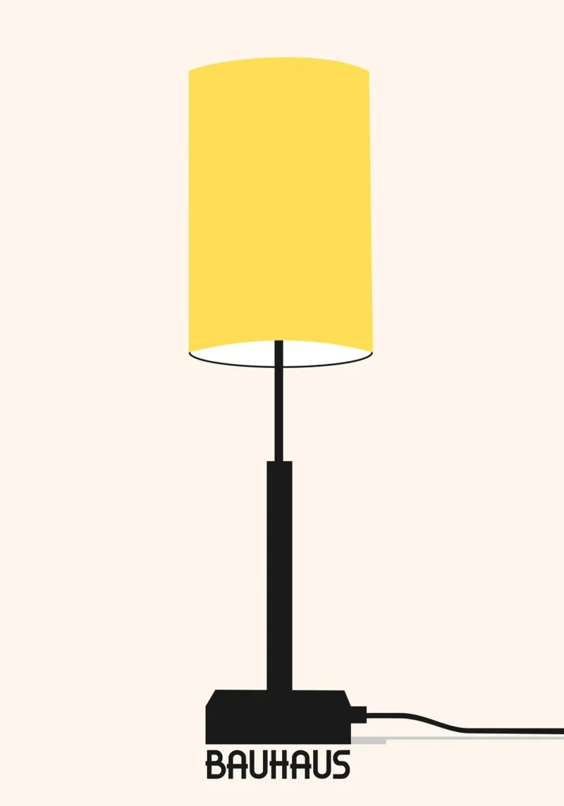 Lampada da terra Bauhaus Poster - Design classico minimalista giallo carta hahnemühle da Grungeo