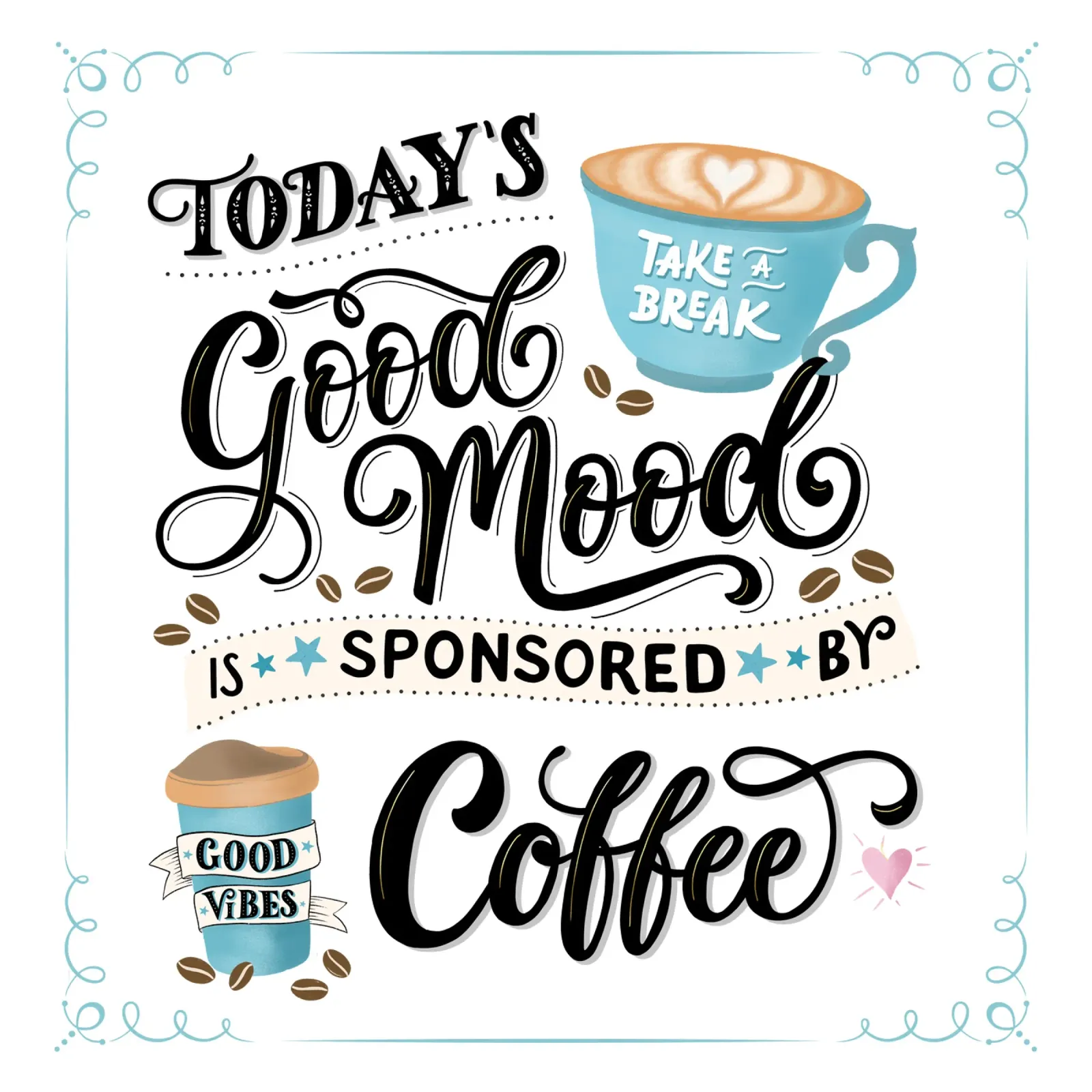 Kaffee. Zitat. Buon umore. Felicità. carta hahnemühle da CalliLetters