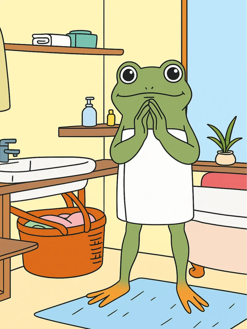 rana divertente asciugamano da bagno carta hahnemühle da Botania