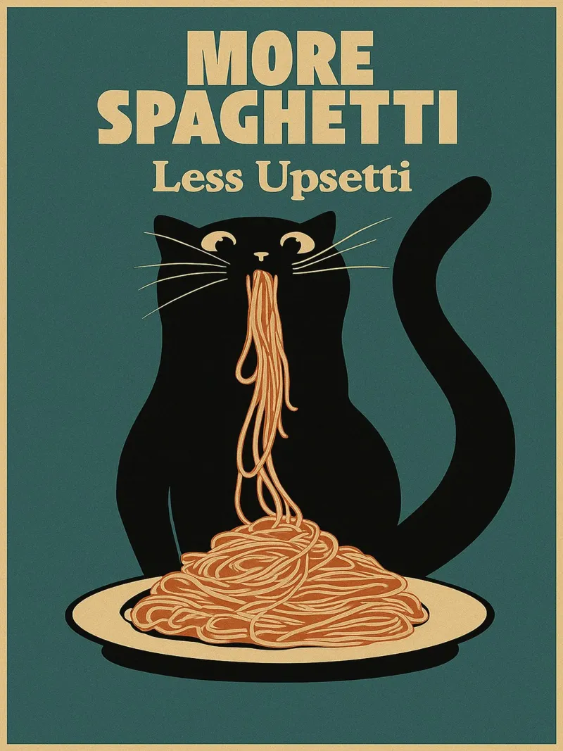 gatto più sphagetti meno upsetti carta hahnemühle da Botania