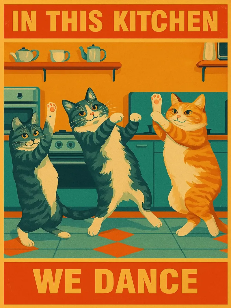 gatto in questa cucina balliamo carta hahnemühle da Botania