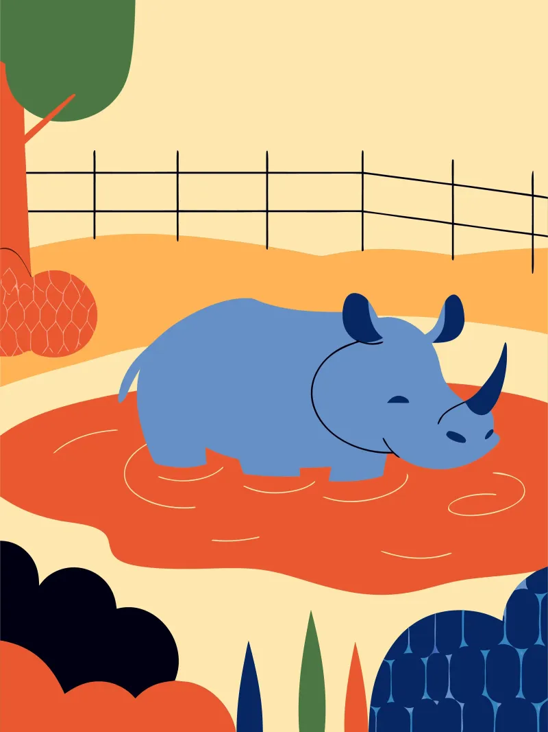 Rinoceronte nel fiume plexiglass da PROTECT ANIMALS