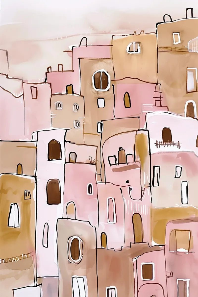 Hillside Village Serenity canvas by BALIKA HOMES ART
