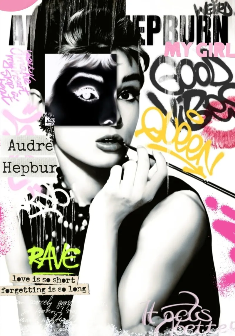 Audrey Hepburn Strest Art plexiglass da Digital Street art