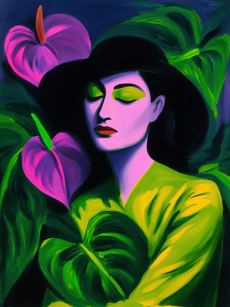 L'amante e la donna con gli Anthurium pellicola backlit da Autofocus