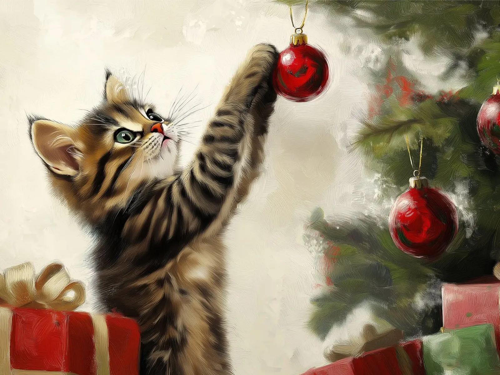 Gatto curioso di Natale - Momento di gioco plexiglass da Cozy Vibes