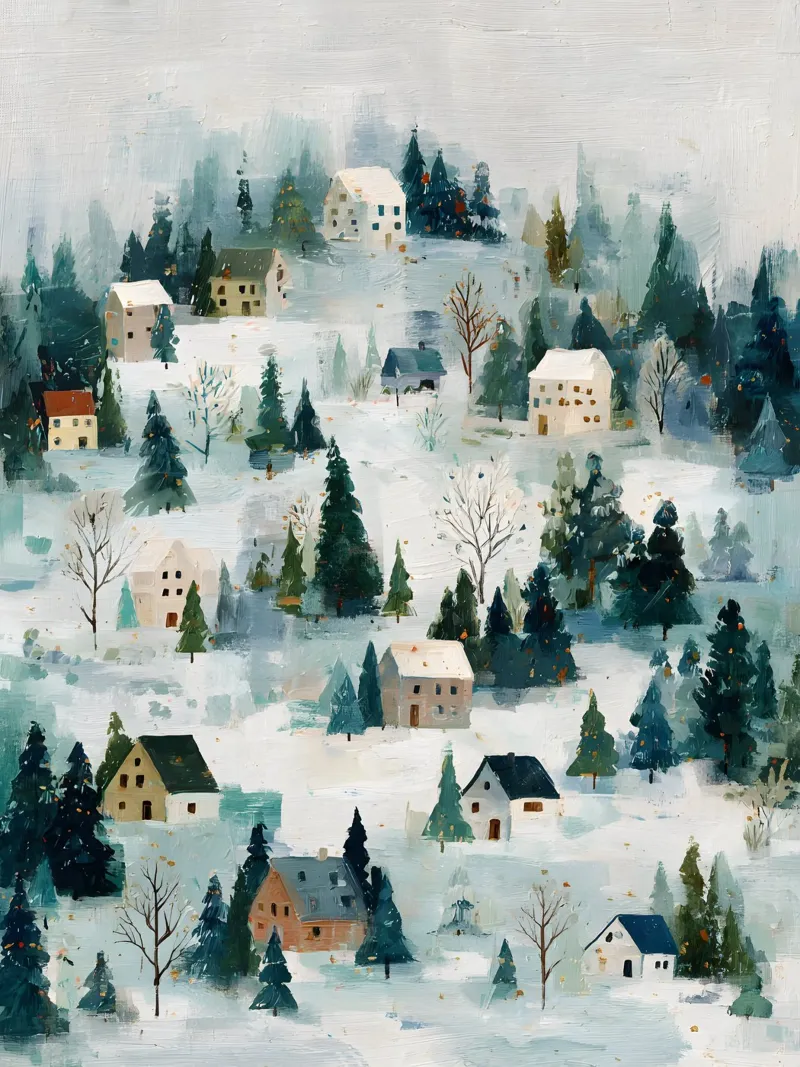 Nordic Snow Village alluminio dibond da velvetwinterstudio