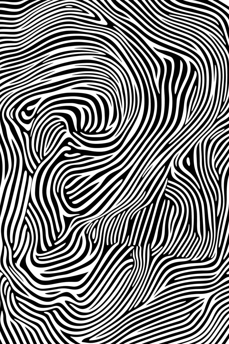 Psychedelic lines Art in black and white canvas by Autofocus