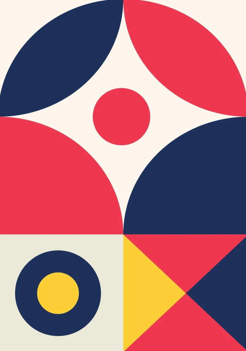 Nautical Abstract Poster Geometric Circles Primary Colors hahnemühle by Grungeo