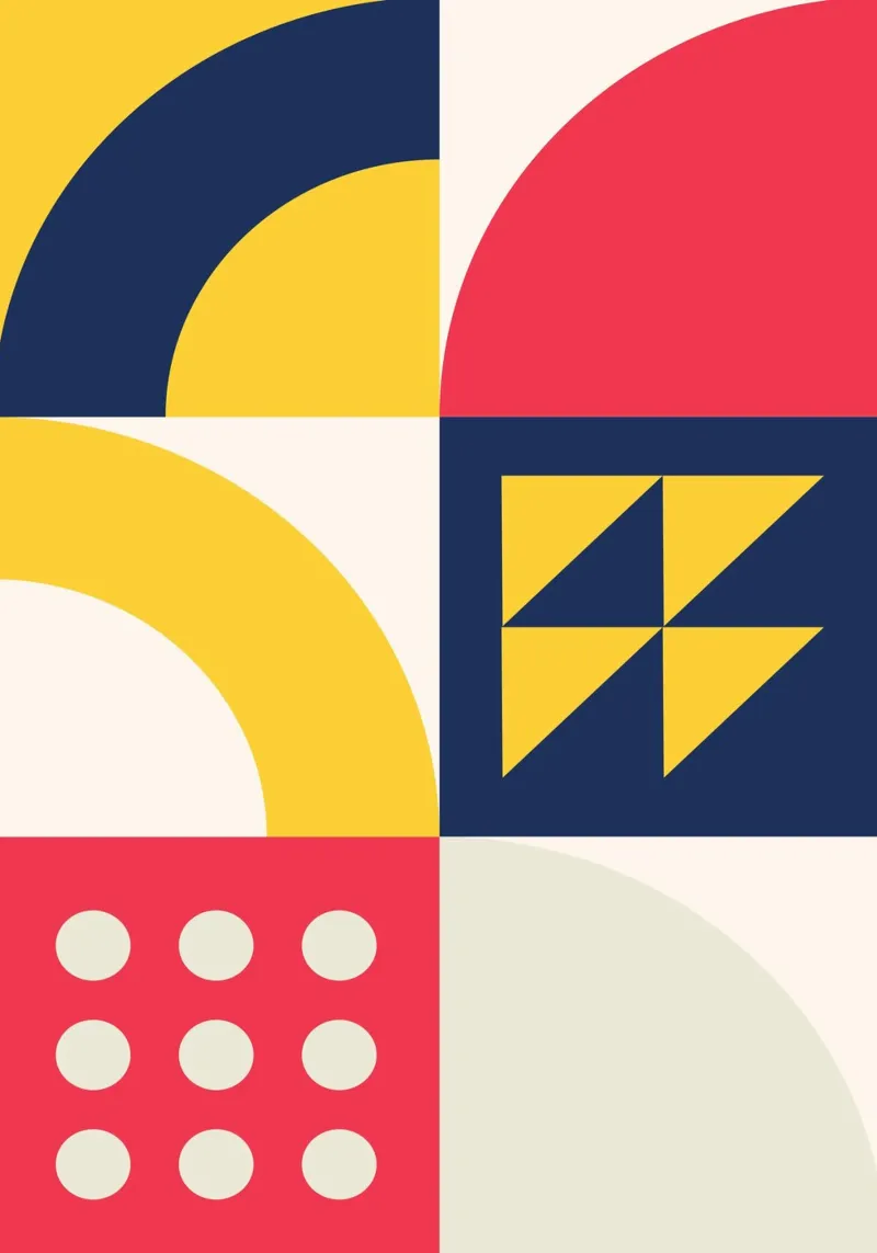 Poster modulare di arte astratta a griglia geometrica a colori primari plexiglass da Grungeo