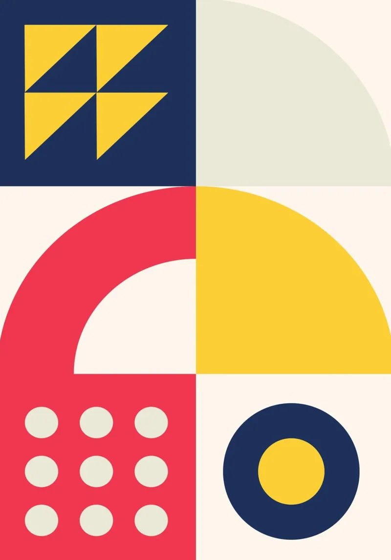Abstract Geometric Pattern Poster Primary Colors & Shapes hahnemühle by Grungeo