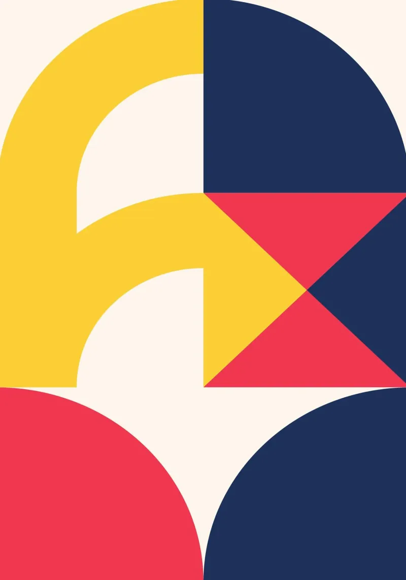 Abstracte Geometrische Overlap Primaire Kleuren Bauhaus Print poster van Grungeo