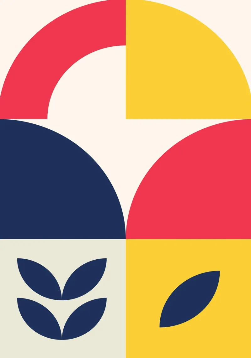 Poster astratto geometrico organico Colori primari metà secolo carta hahnemühle da Grungeo