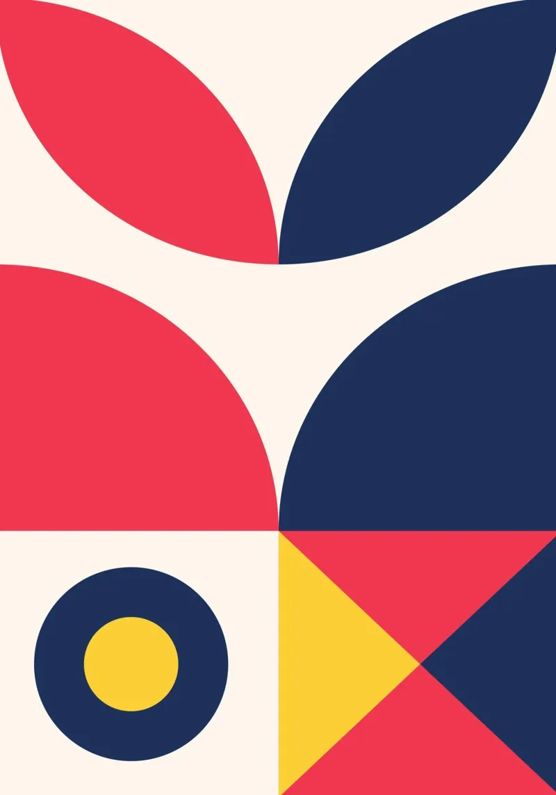 Póster Abstracto Orgánico y Geométrico Mediados de Siglo Colo Primario metacrilato de Grungeo