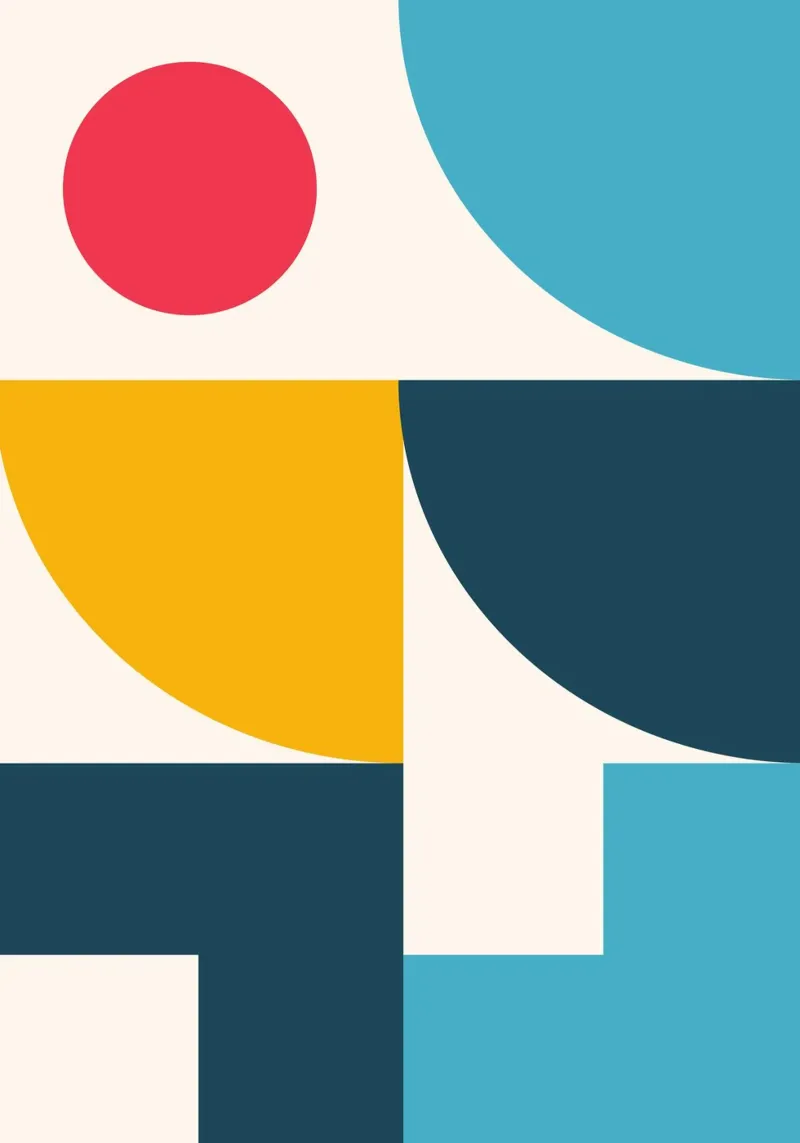 Abstract Bauhaus Color Block Art Geometric Mid-Century hahnemühle by Grungeo