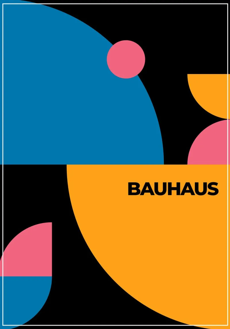 Bauhaus Abstract Dynamic Circles Black Background Art alu-dibond by Grungeo
