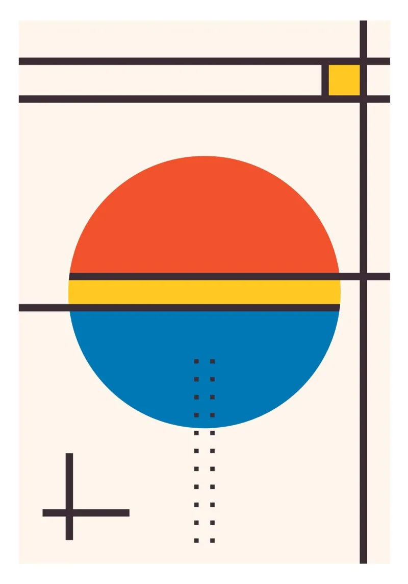 Stile Kandinsky Cerchio Linee Colori Primari Arte Geometrica carta hahnemühle da Grungeo