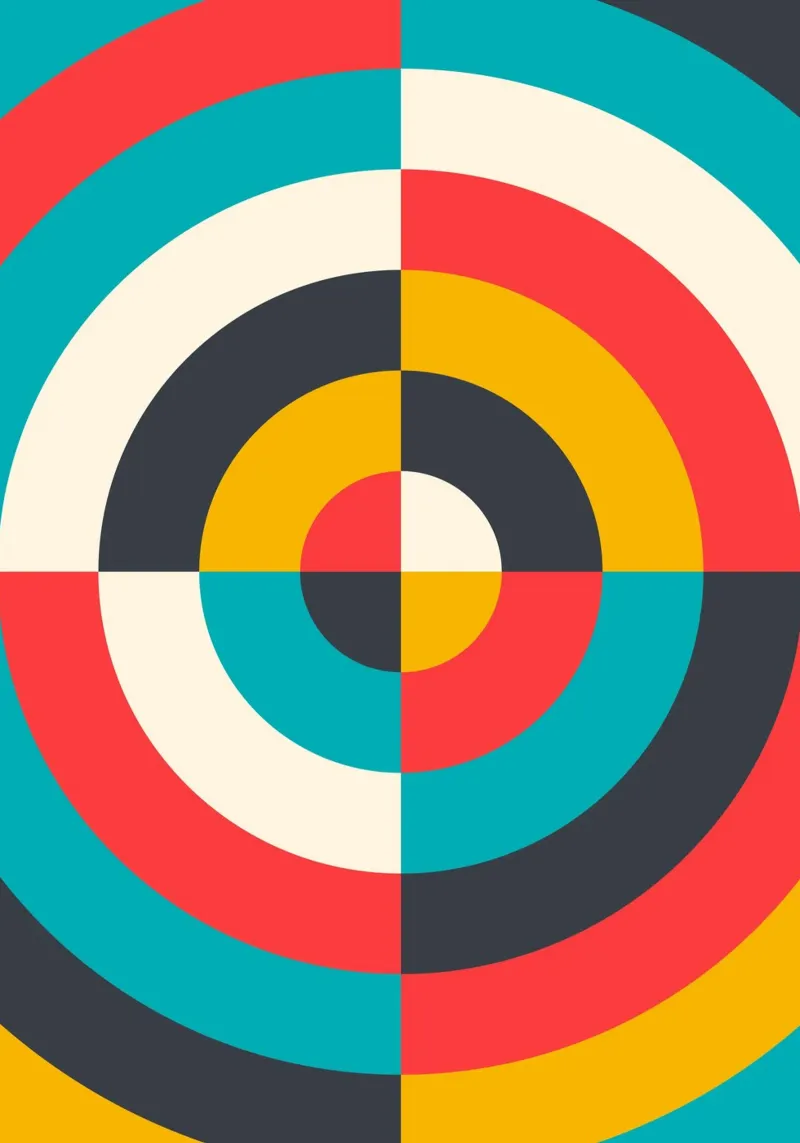 Op Art Target Circle Stampa astratta Retro Geometric Design carta hahnemühle da Grungeo