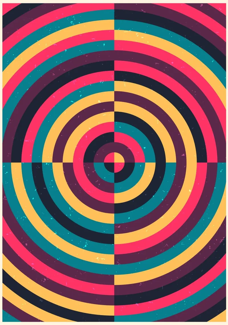 Op Art Target - Cerchi concentrici - Stampa retrò e affilata alluminio dibond da Grungeo
