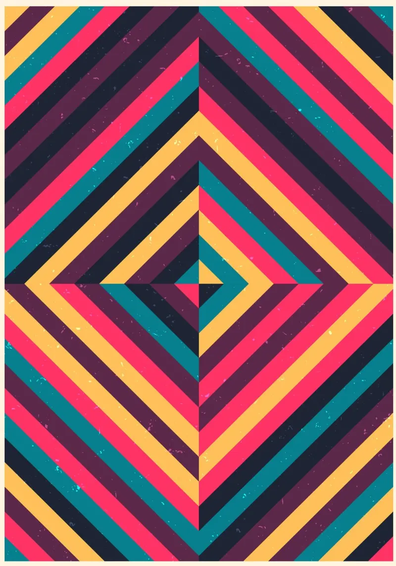 Poster geometrico retrò a strisce diagonali di Op Art invecchiato carta hahnemühle da Grungeo