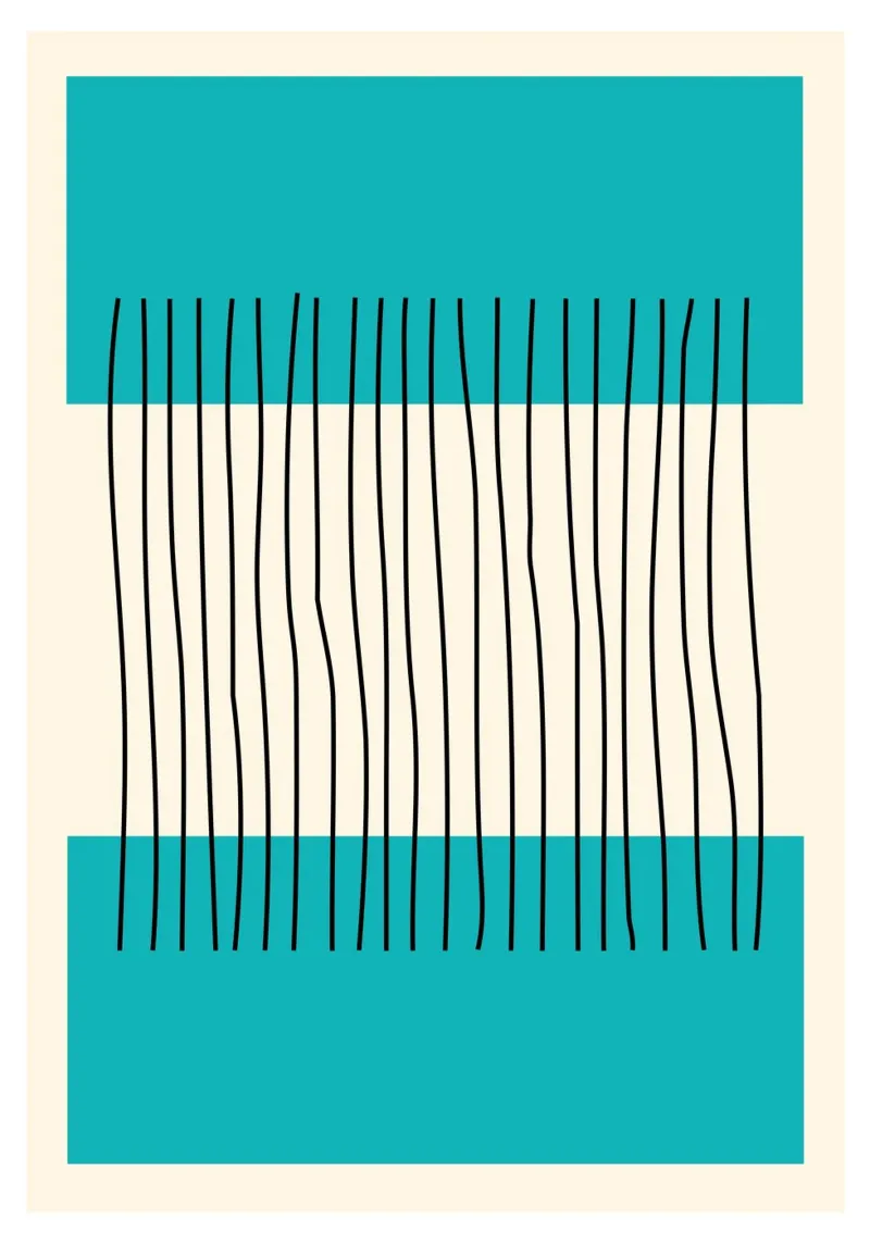 Teal Farbe Block Vertikale Linien Abstrakte Minimalistische Kunst Hahnemühle von Grungeo