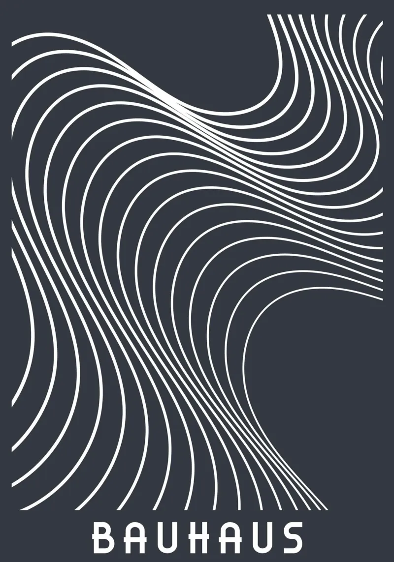 Bauhaus Op Art Golvende lijnen zwart-wit abstracte print hahnemühle van Grungeo