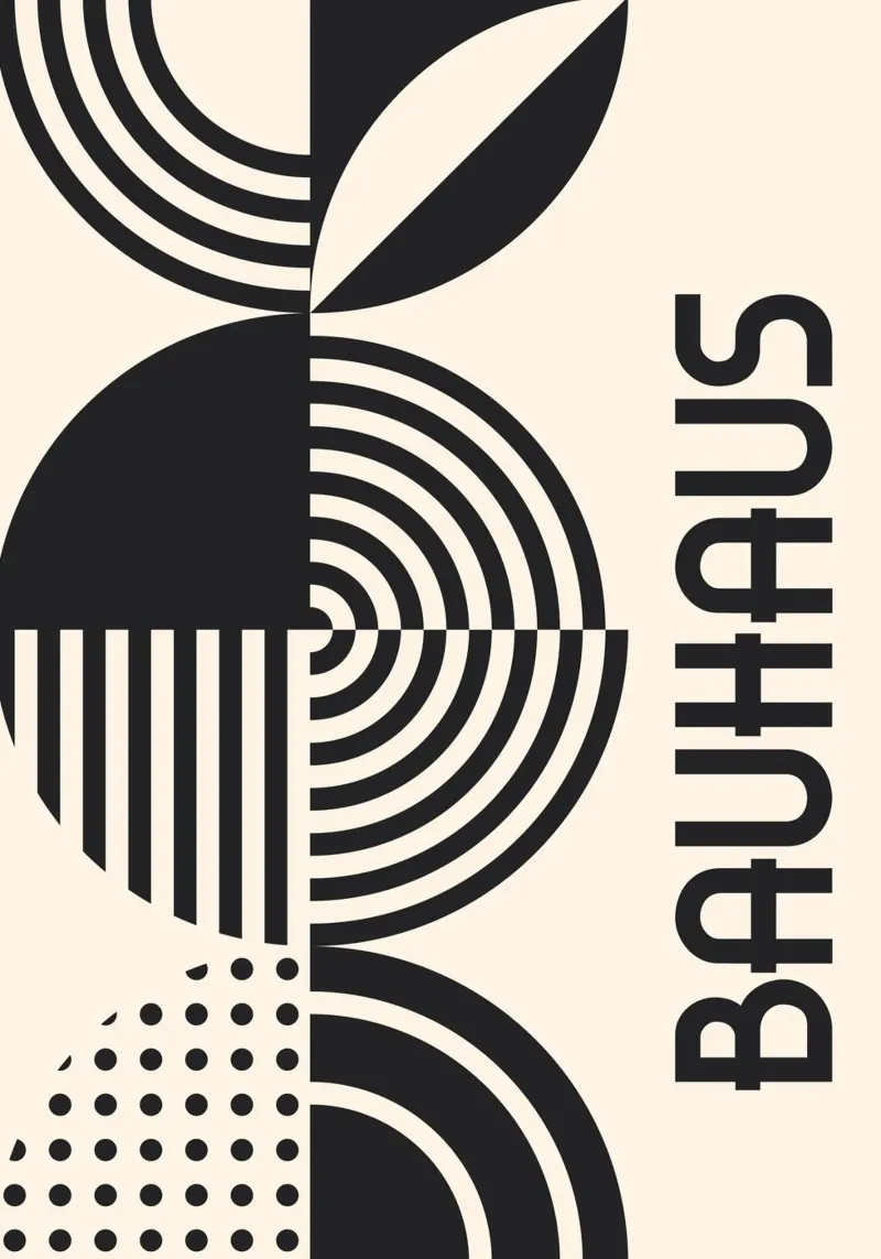 Bauhaus forme geometriche strisce bianco e nero astratto carta hahnemühle da Grungeo