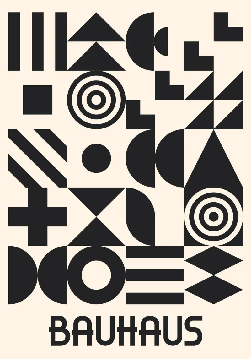 Bauhaus Forme geometriche Complesso motivo in bianco e nero plexiglass da Grungeo