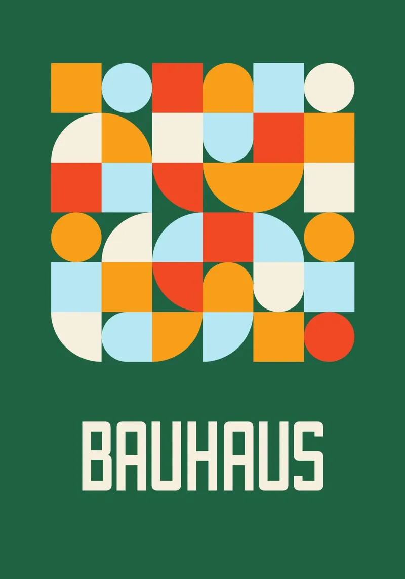 Bauhaus Geometric Shapes Forest Green Color Block Art canvas by Grungeo