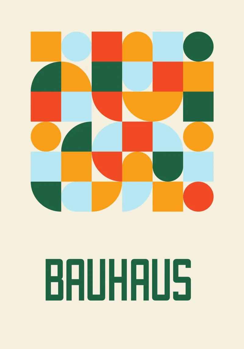 Bauhaus Forme geometriche Griglia a blocchi di colore Poster astratto plexiglass da Grungeo