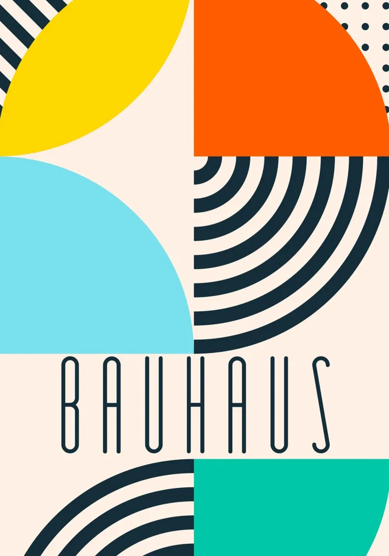 Bauhaus Geometric Shapes Arcs Vibrant Color Abstract hahnemühle by Grungeo