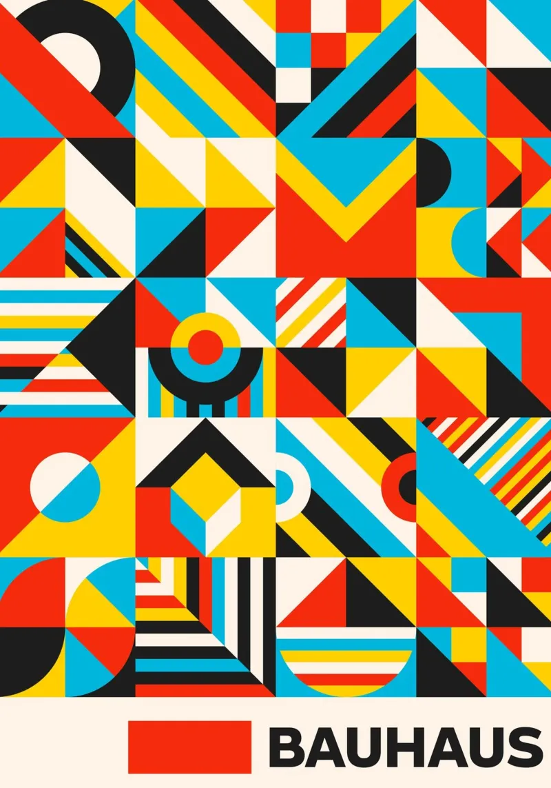 Maximalist Bauhaus Geometric Pattern Mosaic Art Print Descri hahnemühle by Grungeo