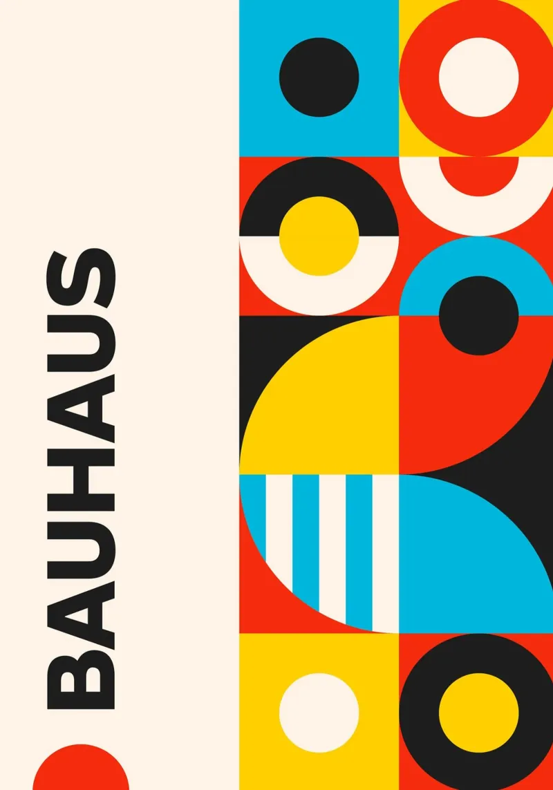 Vertical Bauhaus Geometric Grid Abstract Poster Primary Colo hahnemühle by Grungeo