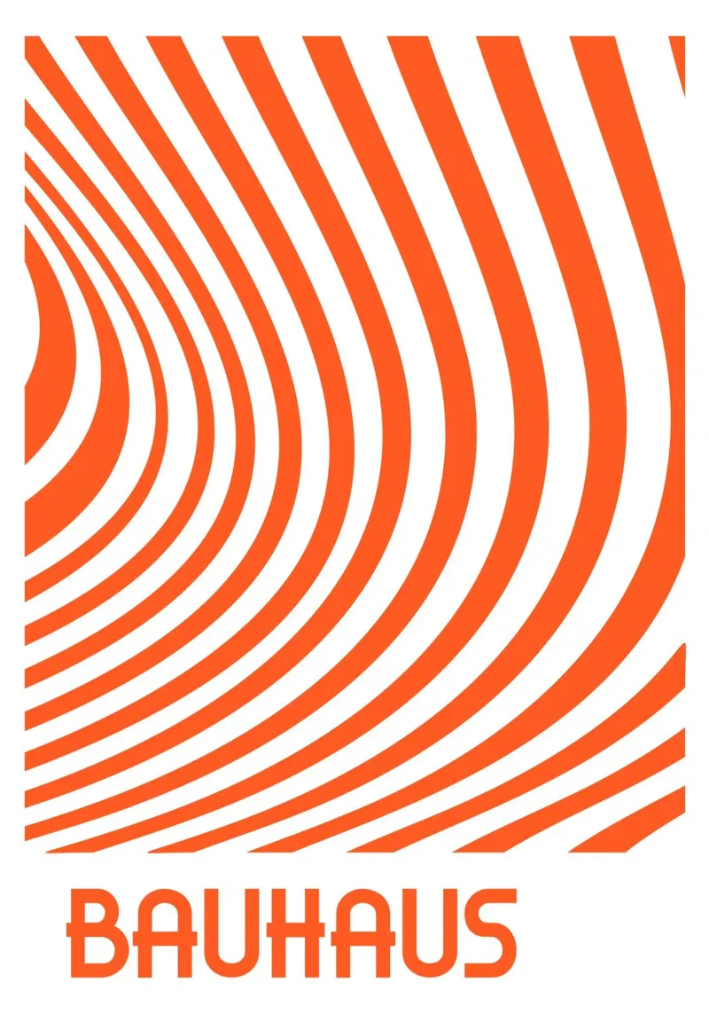 Op Art Bauhaus Arancione Bianco Astratto Linee d'onda Poster Descr. carta hahnemühle da Grungeo