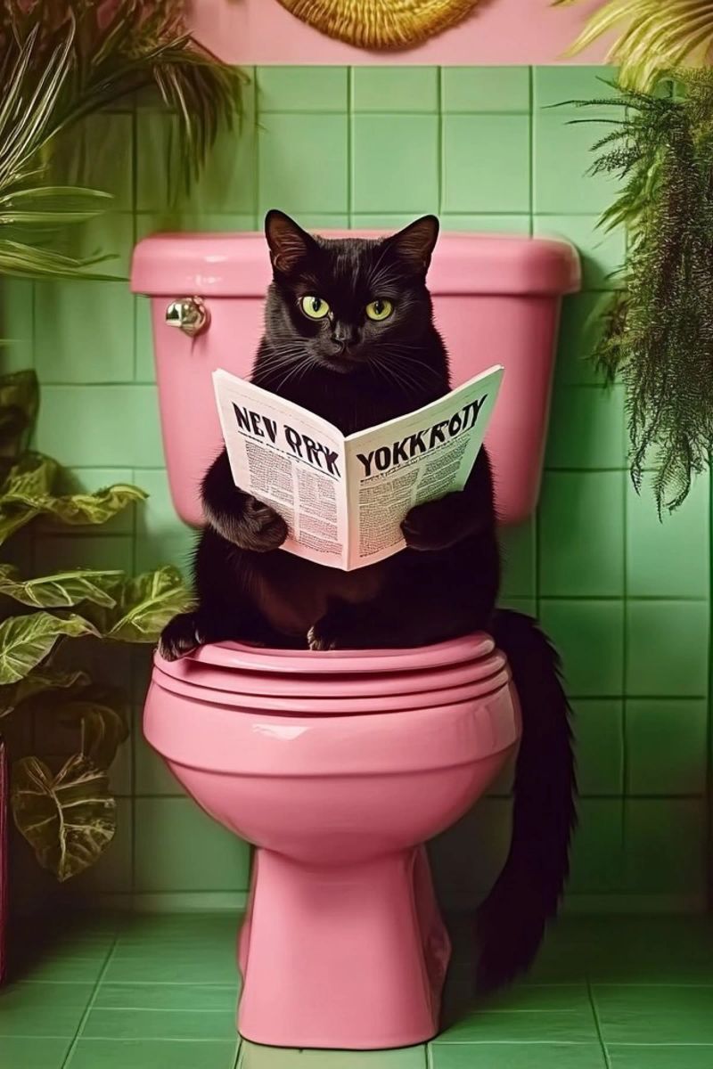 Katze liest Zeitung alluminio dibond da NORDLICHT DESIGNS