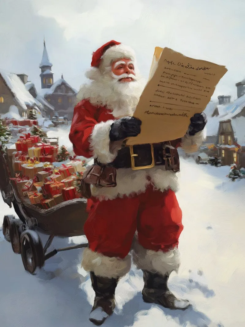 Babbo Natale con la lista dei desideri plexiglass da Cozy Vibes