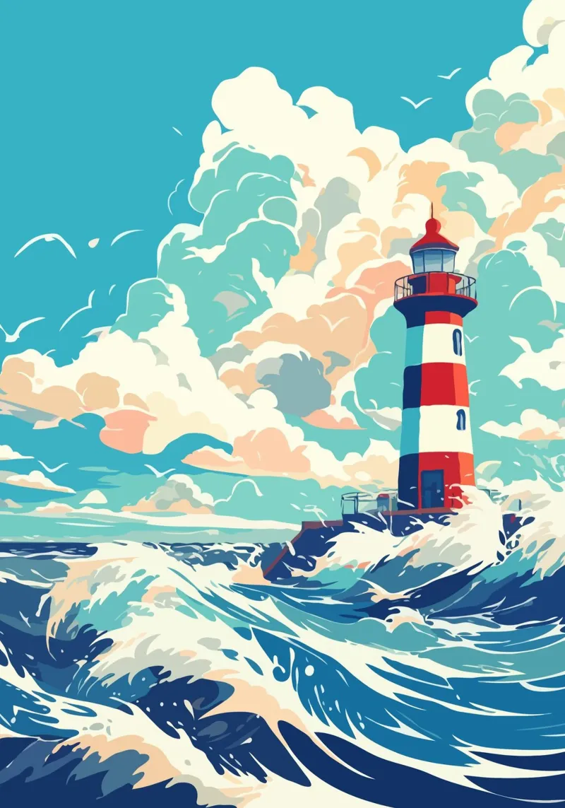 Lighthouse in Stormy Sea pellicola backlit da edsonramosart