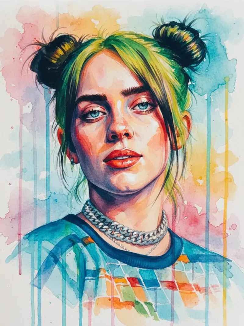 L'arte colorata di Billie Eilish carta hahnemühle da Kalis
