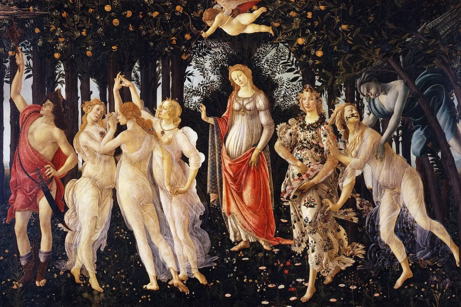 Sandro Botticelli’s Primavera (c. 1482) poster con telaio in alluminio da Jolie Prints