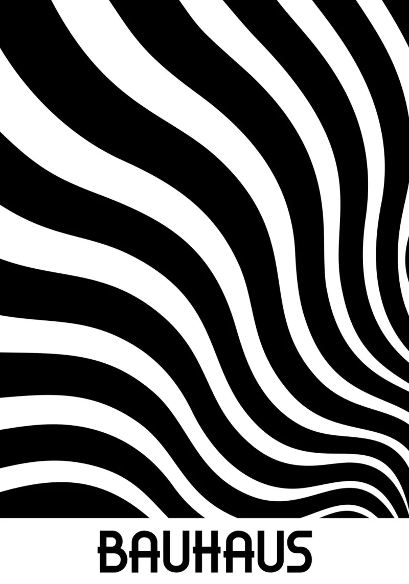 Bauhaus Bianco e Nero Linee Ondulate Poster | Op Art Geometrico P carta hahnemühle da Grungeo