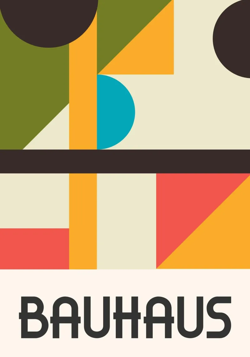 Bauhaus Geometric Shapes Complex Abstract Color Print metacrilato de Grungeo