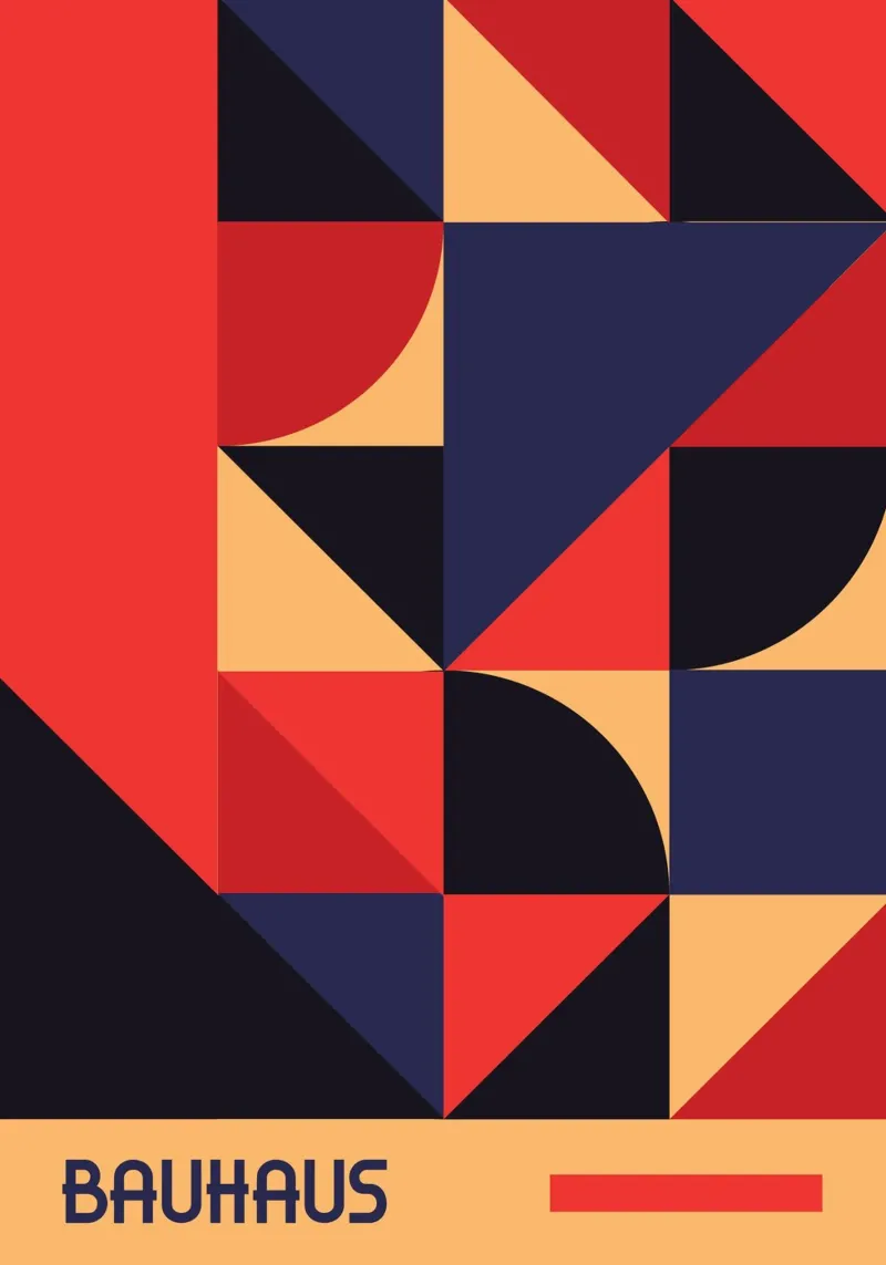 Bauhaus Geometric Shapes Complex Abstract Color Print lienzo de Grungeo