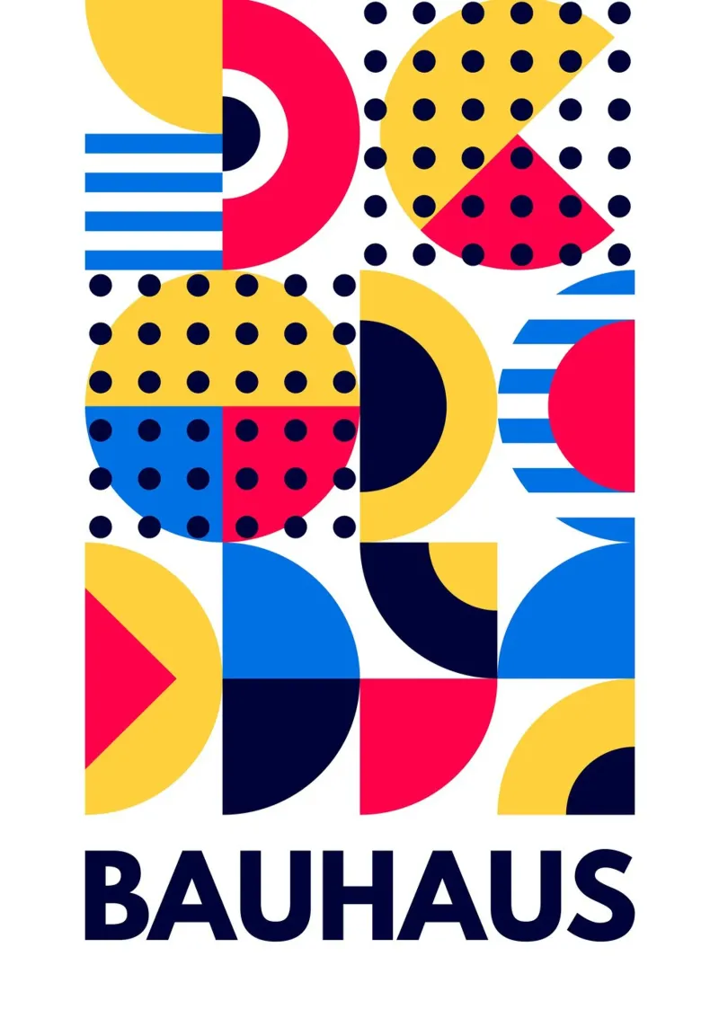 Poster Bauhaus Colori primari Forme geometriche astratte carta hahnemühle da Grungeo