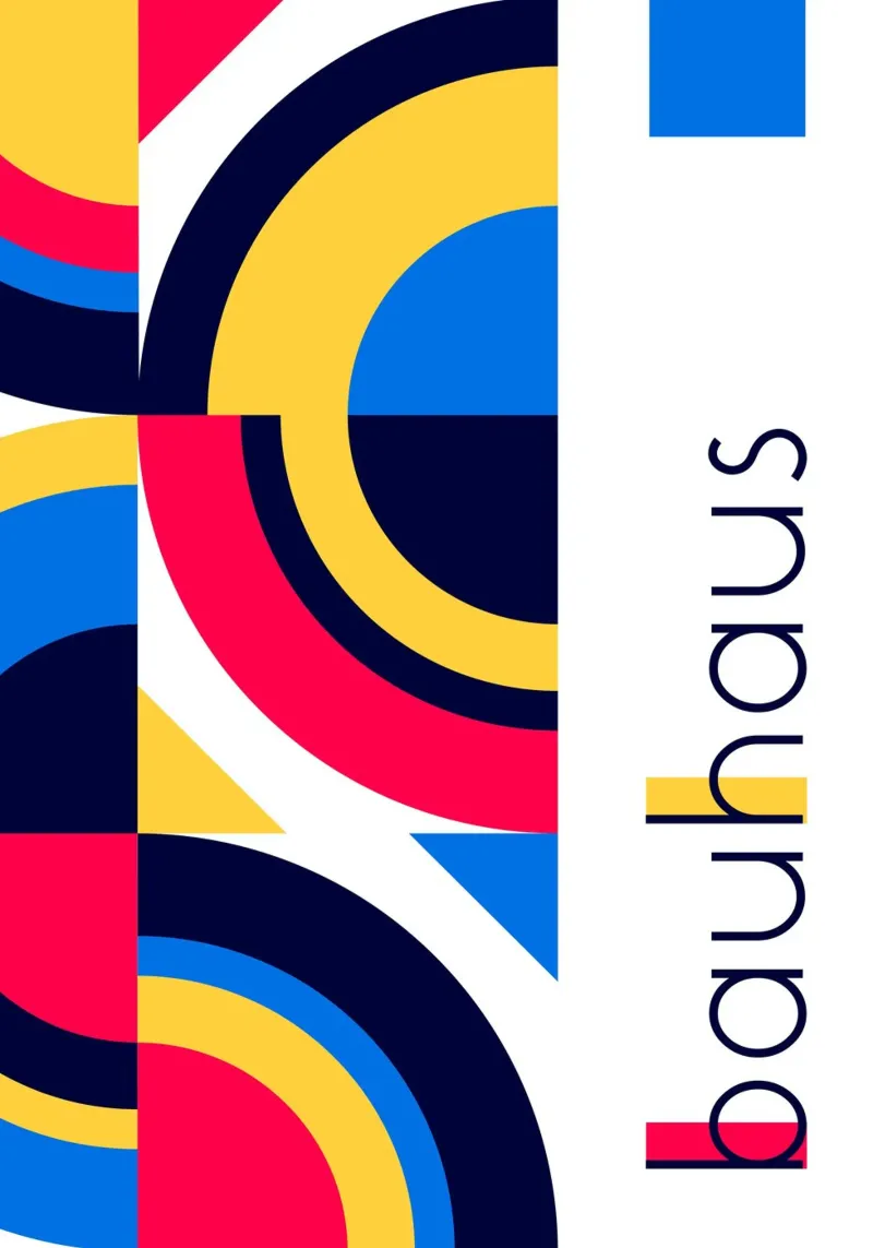 Bauhaus Color Primario Cuadrícula Abstracta | Geométrica Mediados de Siglo metacrilato de Grungeo