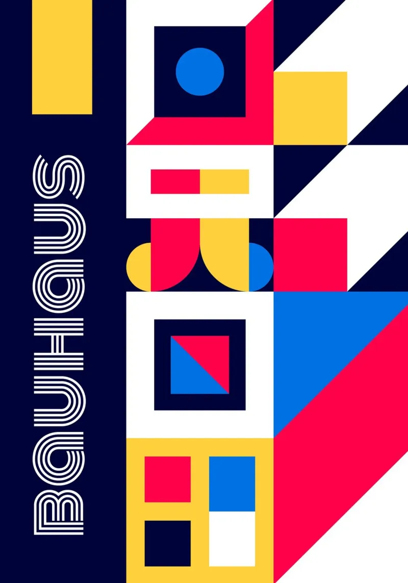 Bauhaus Primary Colors Geometric Abstract Layered Print (imprimé géométrique abstrait) hahnemühle de Grungeo