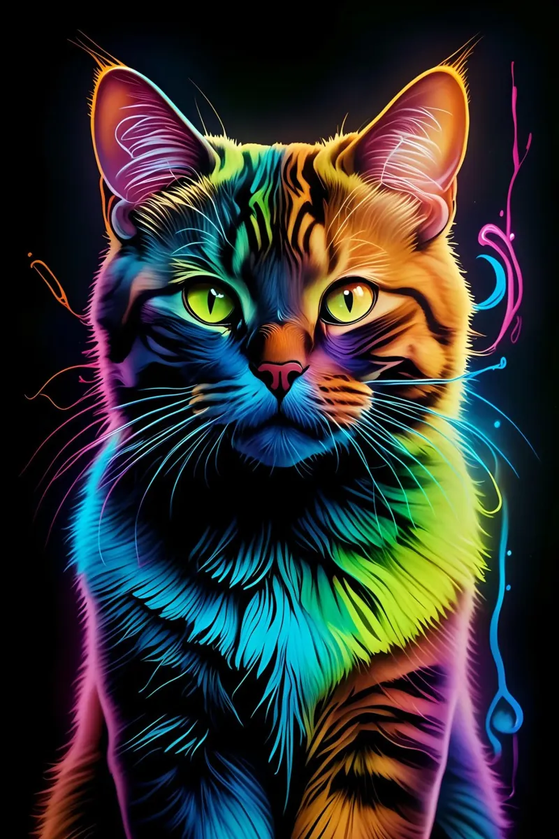 Gatto colorato al neon plexiglass da MakArena