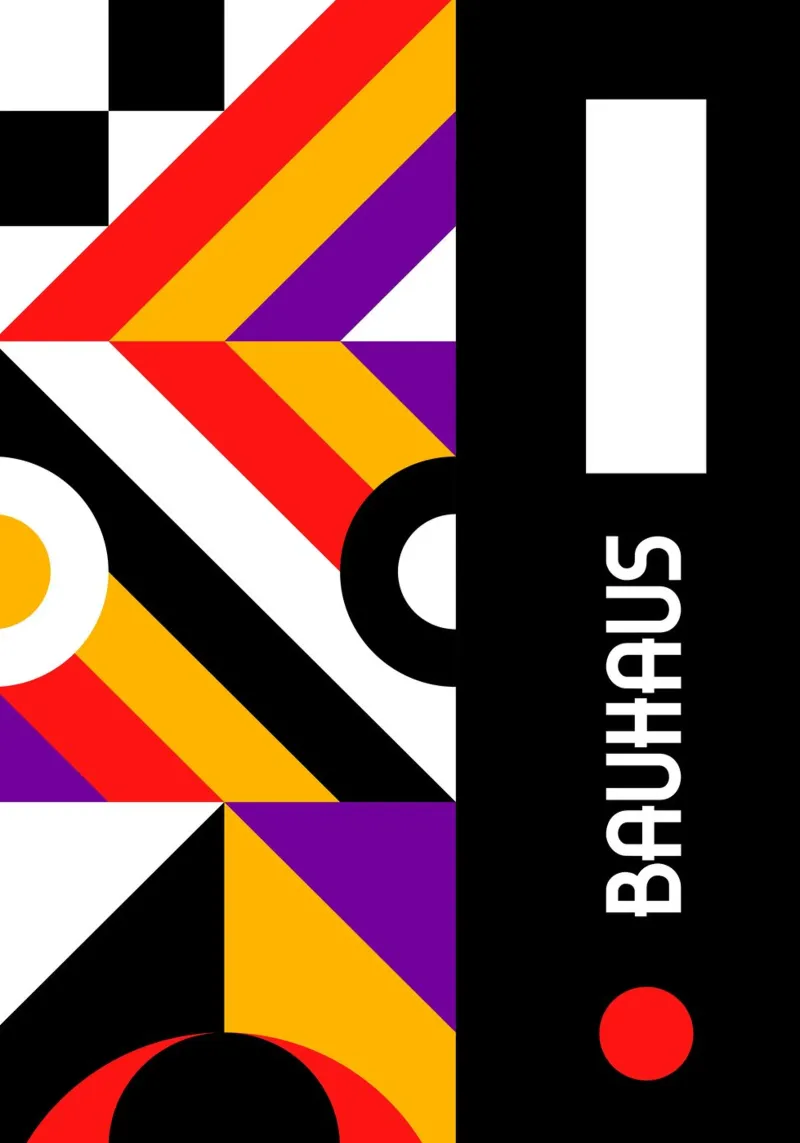 Bauhaus Formes géométriques Violet Jaune Noir Impression abstraite plexiglas de Grungeo